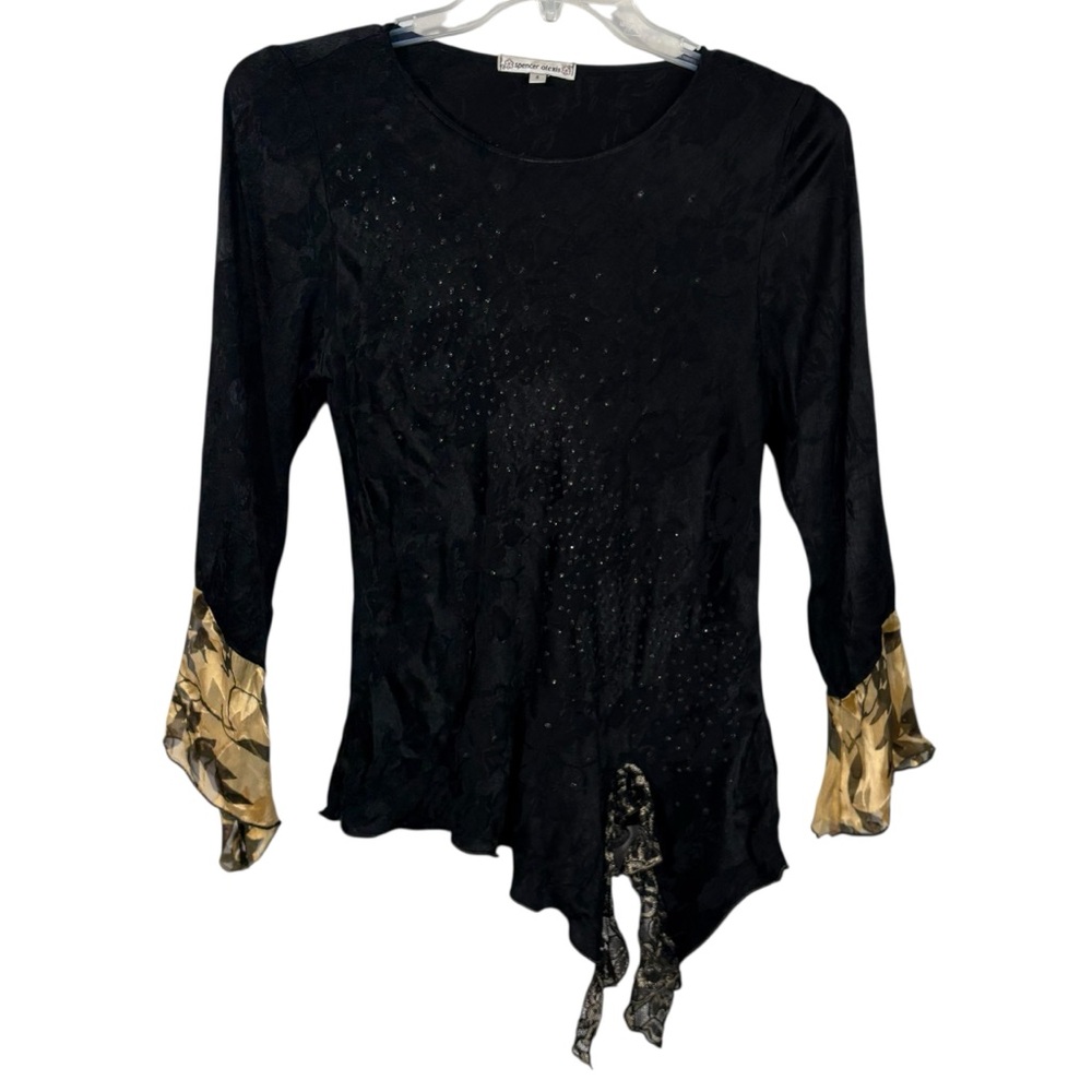 Spencer Alexis Vintage Black Floral Asymmetrical Hem Fairygrunge Whimsigoth Top